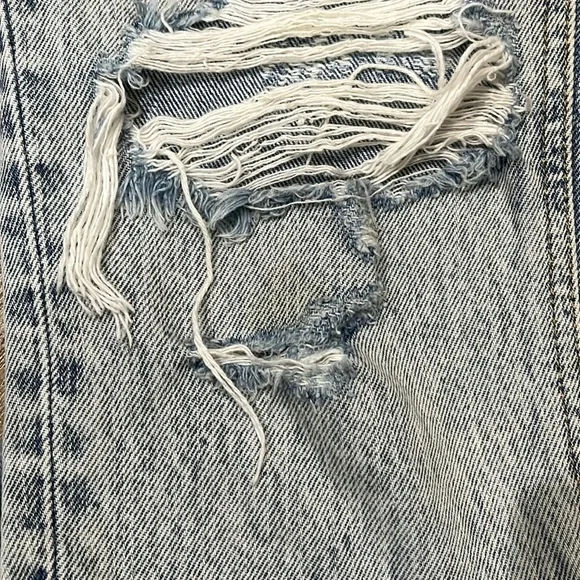 Moussy Denim High Rise Light Wash Straight Leg Distressed Jeans Size 25 - Picture 9 of 9